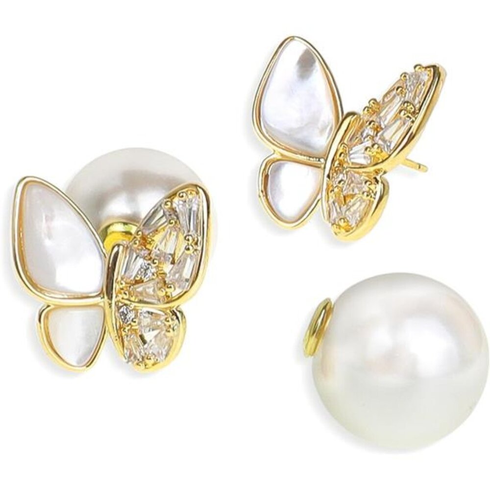 ✨ Butterfly Pearl Rhinestone Earrings | Elegant, Timeless & Hypoallergenic ✨